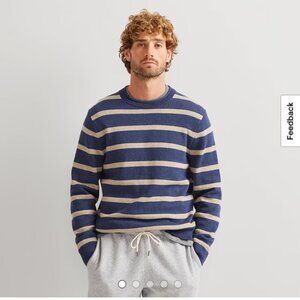 Eddie Bauer Signature Roll Neck Stripe Sweater Cotton in Navy Heather size Large